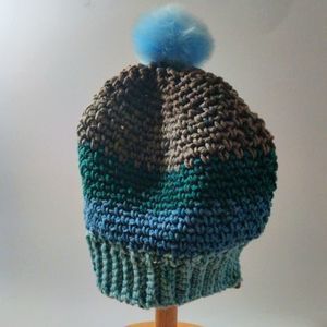 Knitted‎ Yarn Nice Warm Beanie with Fuzzy Ball on Top Hat